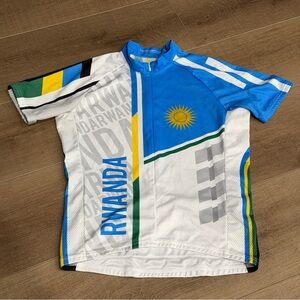 ScudoPro Womens Medium Cycling Jersey Shirt RWANDA Short Sleeve 3 Pocket Bike